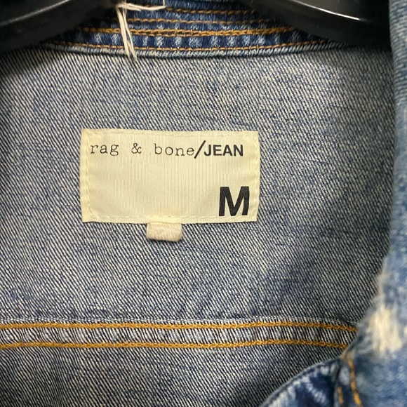 Rare Distressed Unisex Rag and Bone oversized denim jacket -size M - Picture 2 of 8